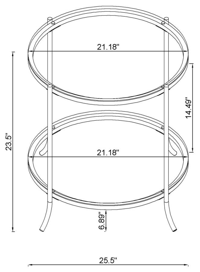 Glass Top Round End Table Table in Black Nickel and Clear - HER Home Design Boutique